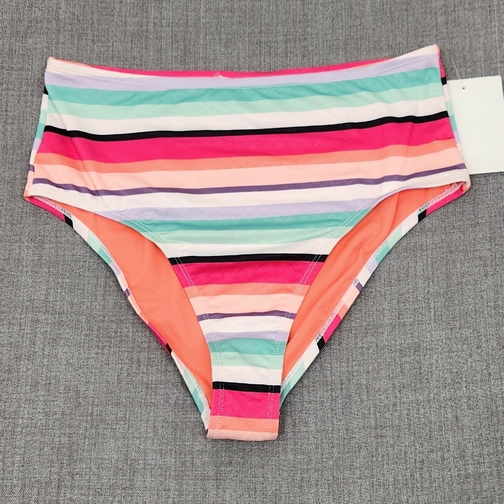 California Sunshine Mulit Colored Bikini High Wasted Bottoms. Large